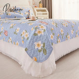 Pisoshare Princess Style Chiffon Lace Double Bedspread Queen Sandwich Cotton Quilted Bed Cover Home