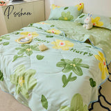 Pisoshare Princess Style Summer Quilts Washable Floral Cartoon Single Double Queen Blanket