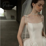 Pisoshare - Pure Bridal Dress Main Wedding New Bride Strap Outgoing Minimalist Photography Light