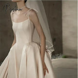 Pisoshare - Pure Bridal Dress Main Wedding New Bride Strap Outgoing Minimalist Photography Light