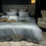 Pisoshare Pure Cotton 60S Bedding Set Luxury Exquisite Royal Embroidery Hotel Duvet Cover Flat Or