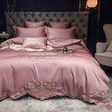 Pisoshare Pure Cotton 60S Bedding Set Luxury Exquisite Royal Embroidery Hotel Duvet Cover Flat Or