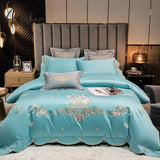 Pisoshare Pure Cotton 60S Bedding Set Luxury Exquisite Royal Embroidery Hotel Duvet Cover Flat Or