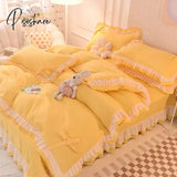 Pisoshare Purple Bedding Sets Kawaii Seersucker Bed Sheet Pillowcase Fashion Girl Princess Duvet