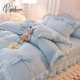 Pisoshare Purple Bedding Sets Kawaii Seersucker Bed Sheet Pillowcase Fashion Girl Princess Duvet