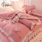 Pisoshare Purple Bedding Sets Kawaii Seersucker Bed Sheet Pillowcase Fashion Girl Princess Duvet