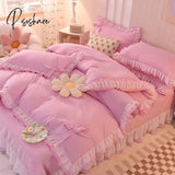 Pisoshare Purple Bedding Sets Kawaii Seersucker Bed Sheet Pillowcase Fashion Girl Princess Duvet