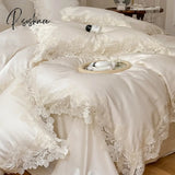 Pisoshare Romantic French Wedding Chic Flowers Lace Edge Woman Bedding Set 1000Tc Egyptian Cotton