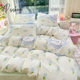 Pisoshare Rosered Bedding Set Flora Summer Duvet Cover Pillowcase Comforter Bag Flat/Fitted Sheet