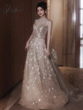 Pisoshare - Sequin Evening Dress Glisten Light Luxury Banquet Host Gown Bridesmaid Bride Glitter