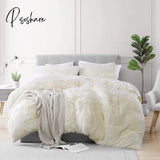 Pisoshare Shaggy Faux Fur Duvet Cover Set Warm Velveteen Bedroom Bedding Long Mink Hair Linen Queen