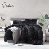 Pisoshare Shaggy Faux Fur Duvet Cover Set Warm Velveteen Bedroom Bedding Long Mink Hair Linen Queen