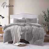 Pisoshare Shaggy Faux Fur Duvet Cover Set Warm Velveteen Bedroom Bedding Long Mink Hair Linen Queen