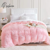 Pisoshare Shaggy Faux Fur Duvet Cover Set Warm Velveteen Bedroom Bedding Long Mink Hair Linen Queen