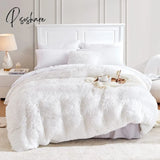 Pisoshare Shaggy Faux Fur Duvet Cover Set Warm Velveteen Bedroom Bedding Long Mink Hair Linen Queen