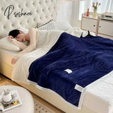 Pisoshare Sherpa Fleece Throw Blanket For Couch - Thick And Warm Blankets Soft Fuzzy Sofa Navy Blue