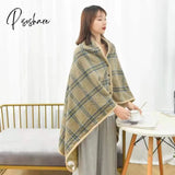 Pisoshare Sherpa Throw Blanket Fleece Plaid Winter/Fall Warm Scarf Tartan Scarves Wearable Wrap