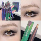 Pisoshare Shiny Diamond Eyeliner Pencil Green Gold Purple Glitter Eye Shadow Lying Silkworm Pen