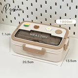 Pisoshare Simple Cute Portable Lunch Box With Compartment For Girls School Kids Plastic Picnic