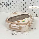 Pisoshare Simple Cute Portable Lunch Box With Compartment For Girls School Kids Plastic Picnic