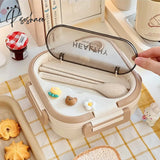 Pisoshare Simple Cute Portable Lunch Box With Compartment For Girls School Kids Plastic Picnic