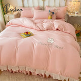 Pisoshare Simple Solid Bed Skirt Bedspreads Bedding Set Ins Princess Style Lace Ruffle Sheet Pillow