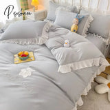 Pisoshare Simple Solid Bed Skirt Bedspreads Bedding Set Ins Princess Style Lace Ruffle Sheet Pillow