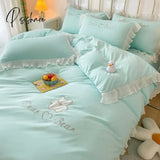 Pisoshare Simple Solid Bed Skirt Bedspreads Bedding Set Ins Princess Style Lace Ruffle Sheet Pillow