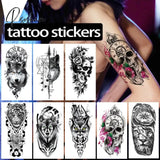 Pisoshare Small Full-Arm Waterproof Temporary Tattoo Sticker Wolf Head Tiger Flower Body Art Arm