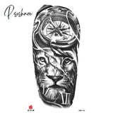 Pisoshare Small Full-Arm Waterproof Temporary Tattoo Sticker Wolf Head Tiger Flower Body Art Arm