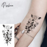 Pisoshare Small Rose Daisy Flower Temporary Tattoos For Women Adult Fashion Finger Realistic Fake