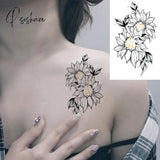 Pisoshare Small Rose Daisy Flower Temporary Tattoos For Women Adult Fashion Finger Realistic Fake