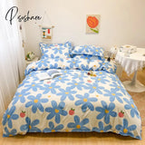 Pisoshare Soft Bedding Set Fashion Duvet Cover Plant Pattern Home Textile Queen King Size Bed Sheet