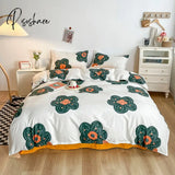 Pisoshare Soft Bedding Set Fashion Duvet Cover Plant Pattern Home Textile Queen King Size Bed Sheet