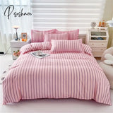 Pisoshare Soft Bedding Set Nordic Washed Cotton Linen Duvet Cover Plant Pattern Home Textile Queen