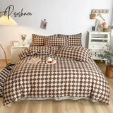 Pisoshare Soft Bedding Set Nordic Washed Cotton Linen Duvet Cover Plant Pattern Home Textile Queen