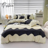 Pisoshare Soft Bedding Set Nordic Washed Cotton Linen Duvet Cover Plant Pattern Home Textile Queen