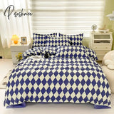 Pisoshare Soft Bedding Set Nordic Washed Cotton Linen Duvet Cover Plant Pattern Home Textile Queen