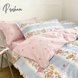 Pisoshare Solid Bedding Set Soft Flat Sheets Purple Duvet Cover Pillowcase Polyester Bed Linen