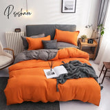 Pisoshare Solid Color Bedding Set Orange Grey Single Double Size Bed Linen Duvet Cover Pillowcase