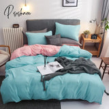 Pisoshare Solid Color Bedding Set Orange Grey Single Double Size Bed Linen Duvet Cover Pillowcase