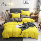 Pisoshare Solid Color Bedding Set Orange Grey Single Double Size Bed Linen Duvet Cover Pillowcase