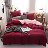 Pisoshare Solid Color Bedding Set Orange Grey Single Double Size Bed Linen Duvet Cover Pillowcase