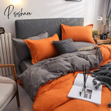 Pisoshare Solid Color Bedding Set Orange Grey Single Double Size Bed Linen Duvet Cover Pillowcase