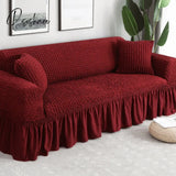 Pisoshare Solid Color Elastic Sofa Cover For Living Room Printed Plaid Stretch Sectional Slipcovers