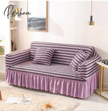 Pisoshare Solid Color Elastic Sofa Cover For Living Room Printed Plaid Stretch Sectional Slipcovers