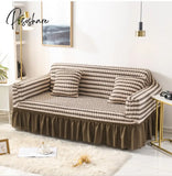 Pisoshare Solid Color Elastic Sofa Cover For Living Room Printed Plaid Stretch Sectional Slipcovers