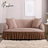 Pisoshare Solid Color Elastic Sofa Cover For Living Room Printed Plaid Stretch Sectional Slipcovers