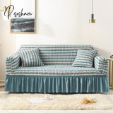 Pisoshare Solid Color Elastic Sofa Cover For Living Room Printed Plaid Stretch Sectional Slipcovers