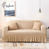 Pisoshare Solid Color Elastic Sofa Cover For Living Room Printed Plaid Stretch Sectional Slipcovers